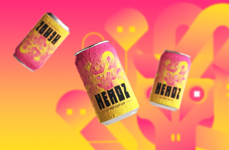 headz cbd three cans with illlustration background v2